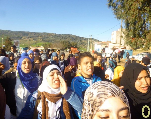 جانب من التلاميذ خلال احتجاجهم